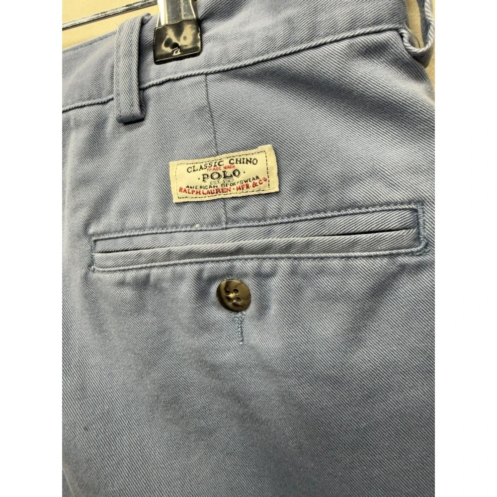 VTG 90s Polo Ralph Lauren Tyler Shorts Mens 34 Blue Pleated Cotton Chino Preppy